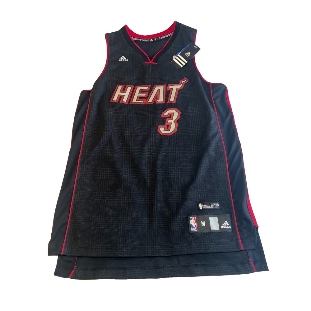 NWT Adidas 2011 Miami Heat Dwyane Wade Limited Edition Plaid NBA Jersey Men's XL